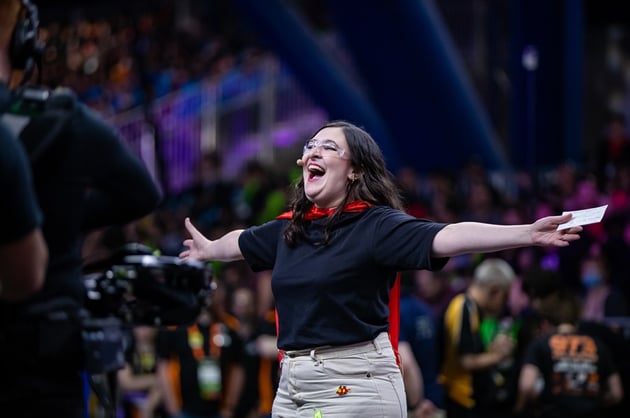 Game Announcer on field at Championship