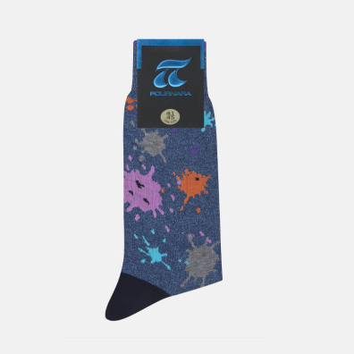 Βαμβακερές Κάλτσες Πουρνάρα 3633-4 Με Σχέδιο Πιτσιλιές Μπλε