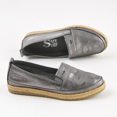 Δερμάτινη Εσπαντρίγια Safe Step Camilla Ασημί
