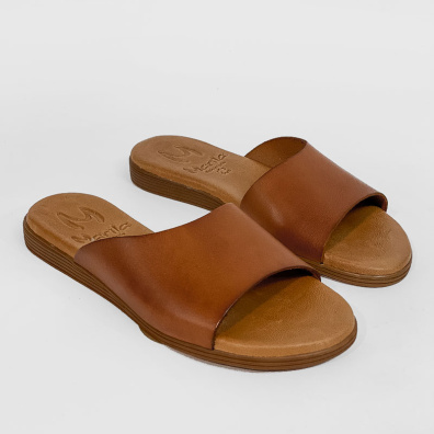 Δερμάτινη Παντόφλα Marila 748/21010 Καφέ