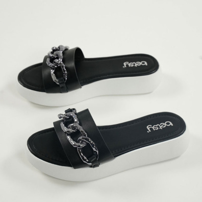 Παντόφλα Με Αλυσίδα Betsy 917002/04-03E Μαύρο