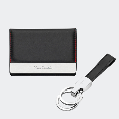 Σετ Δώρου Καρτοθήκη και Μπρελόκ Pierre Gardin PCS-003 Μαύρο Ασημί