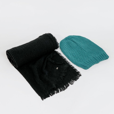 Σετ Δώρου Πασμίνα Και Σκούφος Pierre Cardin PC0230-S1000 Πράσινο Μαύρο