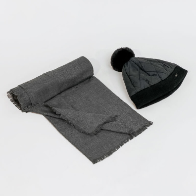 Σετ Δώρου Πασμίνα Και Σκούφος Pierre Cardin PCH735-S798 Γκρι