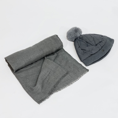 Σετ Δώρου Πασμίνα Και Σκούφος Pierre Cardin PCH735-S799 Γκρι