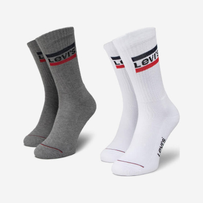 Μονόχρωμες Κάλτσες Levi's 2 Ζεύγη 37157-0151 Άσπρο Γκρι