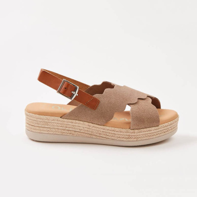 Δερμάτινη Πλατφόρμα Oh My Sandals 4571 Μπεζ