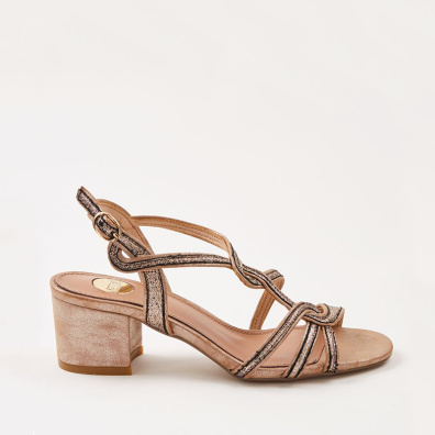 Πέδιλο Με  Λουριά  & Χοντρό Τακούνι Exe Grace-693 Χρυσό