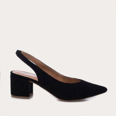 Suede Γόβα Με Ανοιχτή Φτέρνα Refresh 69538 Μαύρο