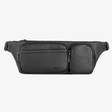 Δερμάτινo Τσαντάκι Μέσης Silver Flame SFH09 Μαύρο