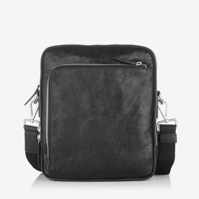 Δερμάτινo Τσαντάκι Χιαστί Silver Flame SFT8184M Μαύρο