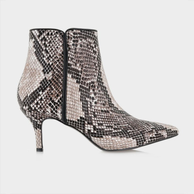 Μυτερό Μποτάκι Exe Snakeskin Hillary Μπεζ-Μαύρο