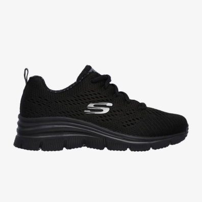 Sneaker Skechers Knit Lace Up Wedge 12704-BBK Μαύρο