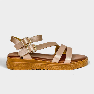 Σανδάλι Με Λουράκια & Μεταλλική Αγκράφα My Choice 1260-C Ροζ-Χρυσό