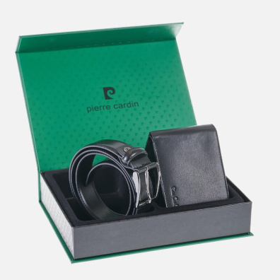 Δερμάτινο Σετ Δώρου Πορτοφόλι - Ζώνη Pierre Cardin 8806 Μαύρο