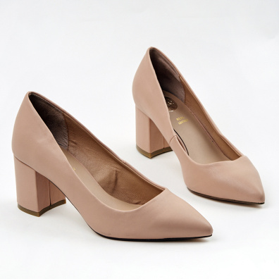 Γόβα Με Μεσαίο Τακούνι Χοντρό Exe Cordelia Μπεζ