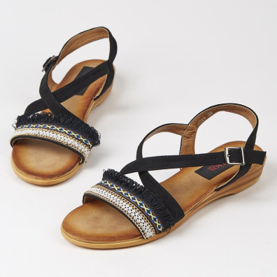 Σανδάλι Με Boho Σχέδια My Choice 1558-B Μαύρο