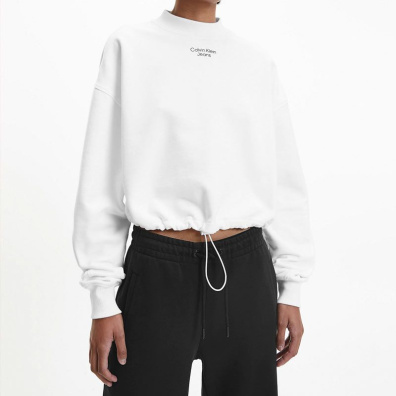 Cropped Φούτερ Με Κορδόνι Calvin Klein J20J218174-YAF Άσπρο