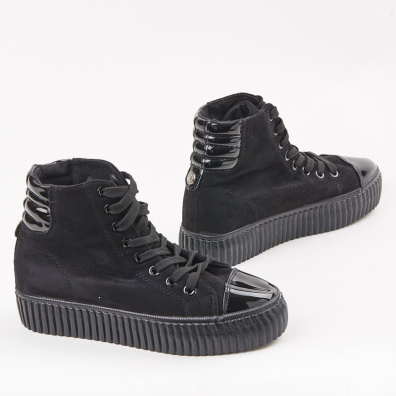 Sneaker Μποτάκι Σουέτ Λουστρίν Vivienne 1073 Μαύρο