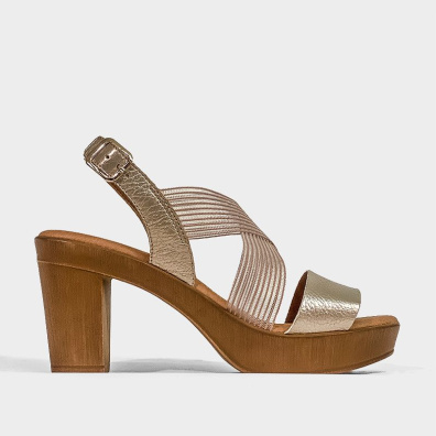 Ανατομικά Πέδιλα Με Χοντρό Τακούνι Adam's 1-622-23015-29 Ροζ Χρυσό