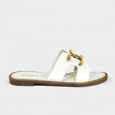 Δερμάτινα Σανδάλια Με Μεταλλικό Διακοσμητικό Adam's 1-812-23022-26 Άσπρο
