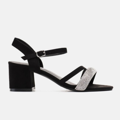 Πέδιλα Με Στρας Και Μεσαίο Τακούνι My Choice LL-1198 Μαύρο