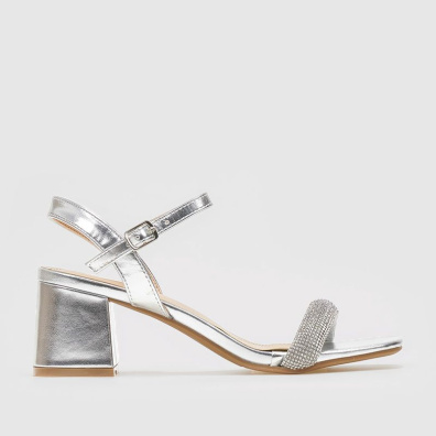 Πέδιλο Με Στρας & Μεσαίο Τακούνι My Choice H1921 Ασημί