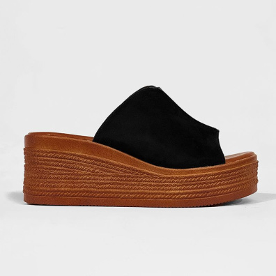 Παντόφλες Με Πλατφόρμα Adam's 1-801-23034-29 Μαύρο