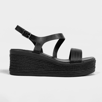 Πλατφόρμες Με Λουράκια Adam's 1-801-23029-29 Μαύρο