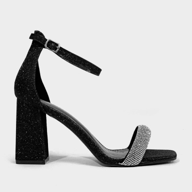 Ψηλά Πέδιλα Με Στρας Και Glitter My Choice LL-1261 Μαύρο