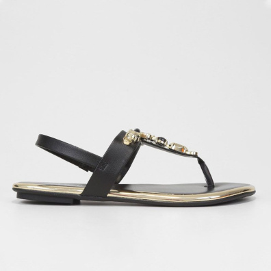 Ανατομικά Σανδάλια Με Πέτρες Beira Rio 7982303529 Μαύρο-Χρυσό