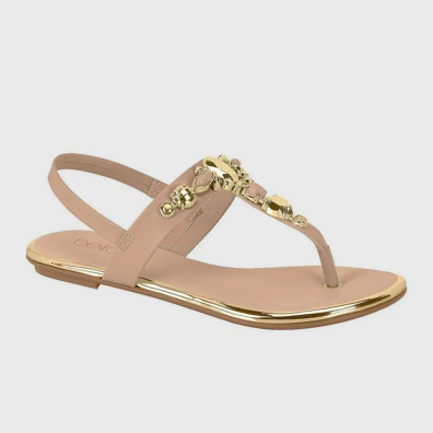 Ανατομικά Σανδάλια Με Πέτρες Beira Rio 7982303529 Μπεζ-Χρυσό