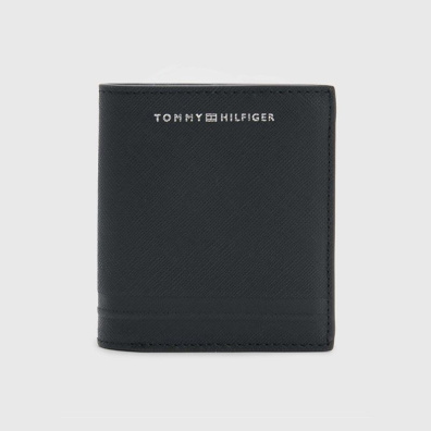 Μικρό Δερμάτινο Πορτοφόλι Tommy Hilfiger AM0AM10984_BDS Μαύρο