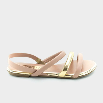 Flat Σανδάλια Με Λουράκια Beira Rio 7982303629 Μπεζ-Χρυσό