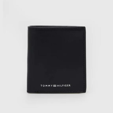 Μικρό Δερμάτινο Πορτοφόλι Tommy Hilfiger AM0AM10621_BDS Μαύρο