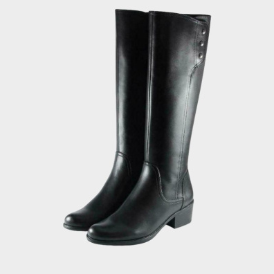 Δερμάτινη Μπότα Με Φερμουάρ Και Λάστιχο Bussola 3419 Μαύρο