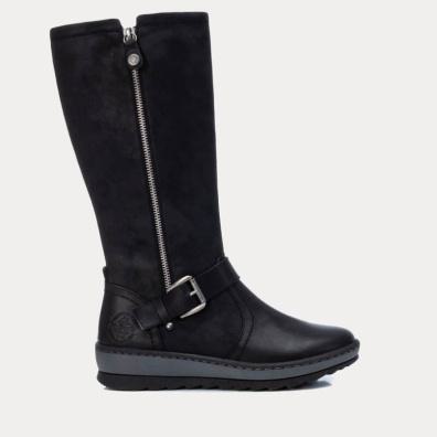 Δερμάτινη Μπότα Με Φερμουάρ Refresh 72515 Μαύρο