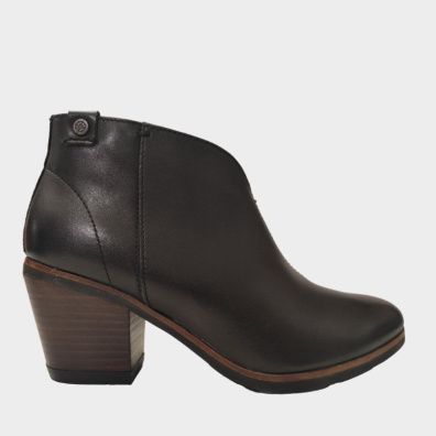 Δερμάτινο Μποτάκι Με Χοντρό Τακούνι Bussola 1556-ΑΑ Μαύρο