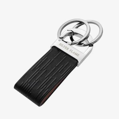 Δερμάτινο Μπρελόκ Silver Flame SFM0719 Μαύρο