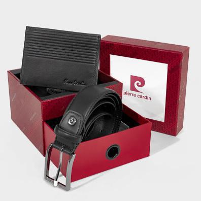 Δερμάτινο Σετ Δώρου Ζώνη-Πορτοφόλι Pierre Cardin 02-GG10 Μαύρο
