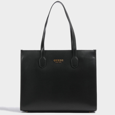 Τσάντα Ώμου Guess Tote Silvana Girlfriend VB866524 HWVB8665240-BLACK Μαύρο