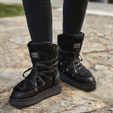 Μποτάκι Με Γούνα D.Franklin Nordic Fur DFSH370004-3L Μαύρο