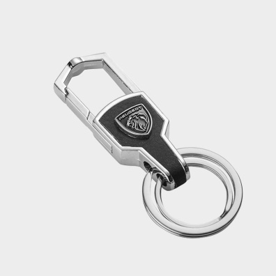 Μπρελόκ Auto Set Με Λογότυπο Peugeot AS0511 Μαύρο Ασημί