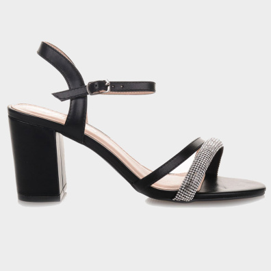 Πέδιλα Με Μεσαίο Τακούνι & Στρας My Choice LL-1182 Μαύρο