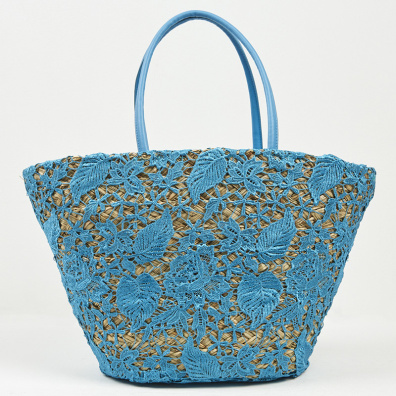 Ψάθινη Τσάντα Θαλάσσης Pierre Cardin Mε Δαντέλα PC.B944 Τιρκουάζ