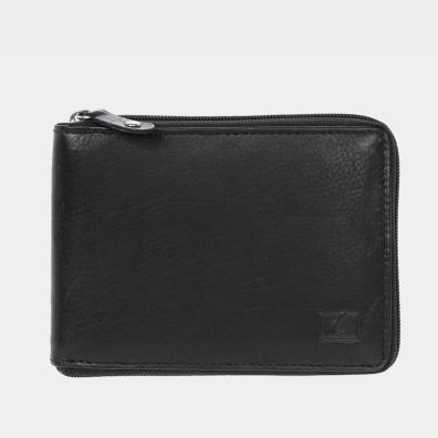 Δερμάτινο Πορτοφόλι Με Φερμουάρ Lavor 3416 Μαύρο