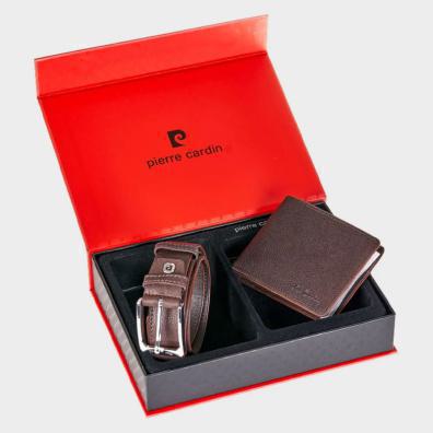 Δερμάτινο Σετ Δώρου Ζώνη - Πορτοφόλι Pierre Cardin 8806-YS17 Καφέ