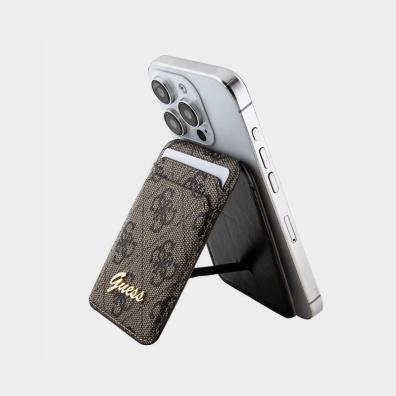 Μαγνητική Καρτοθήκη Για Κινητό Guess GUWMSHG4SHW 4G Classic Logo Καφέ