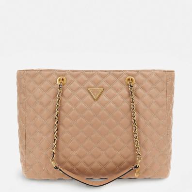 Τσάντα Ώμου Guess Giully Quilted Tote HWQA8748230-BEI Μπεζ