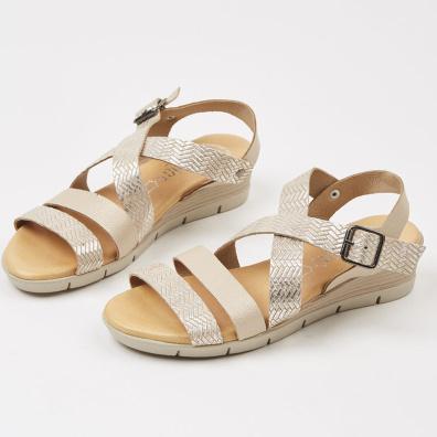 Δερμάτινα Πέδιλα Με Πλατφόρμα Valeria's 1085 Μπεζ